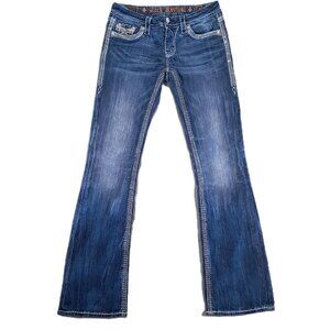 Rock Revival Jean Kai Boot Women 32x33, Tag 28 Flap Embellished Thick Stitch